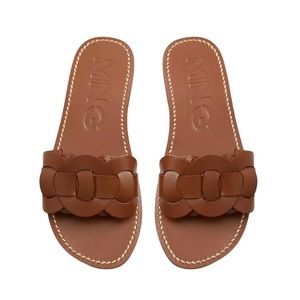 MANGO | Woven Straps Leather Sandals